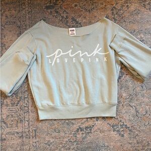 PINK Victoria's Secret Light Green Off-Shoulder Top